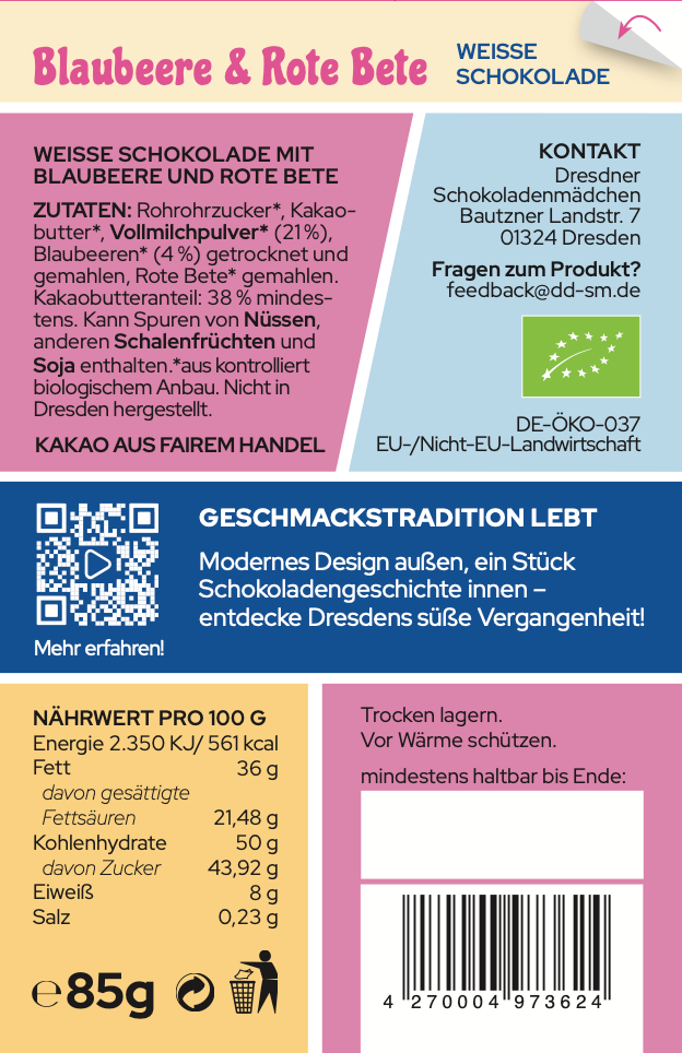 Weiße Schokolade | Blaubeere & Rote Bete